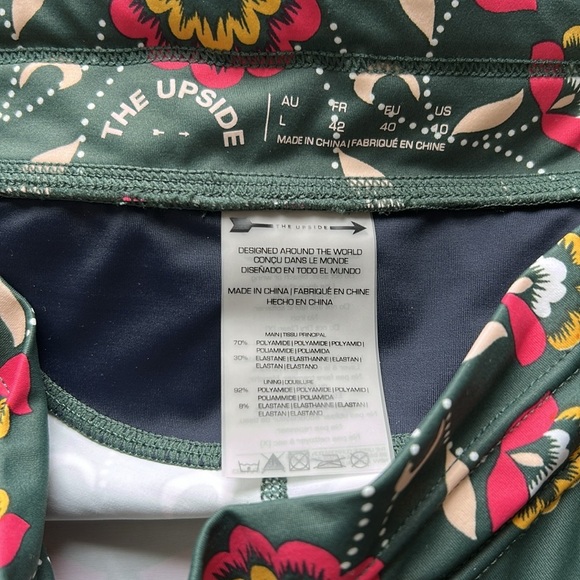 Anthropologie THE UPSIDE Legging Khaki Green Floral Gym Activewear Tie US 10 - Picture 8 of 11